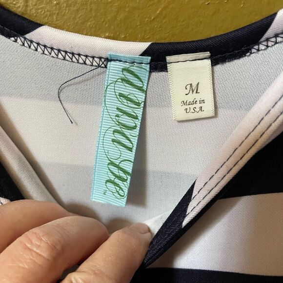 Dina-be size M nautical fit n flare striped short dress. Made in U.S.A. - Picture 3 of 5